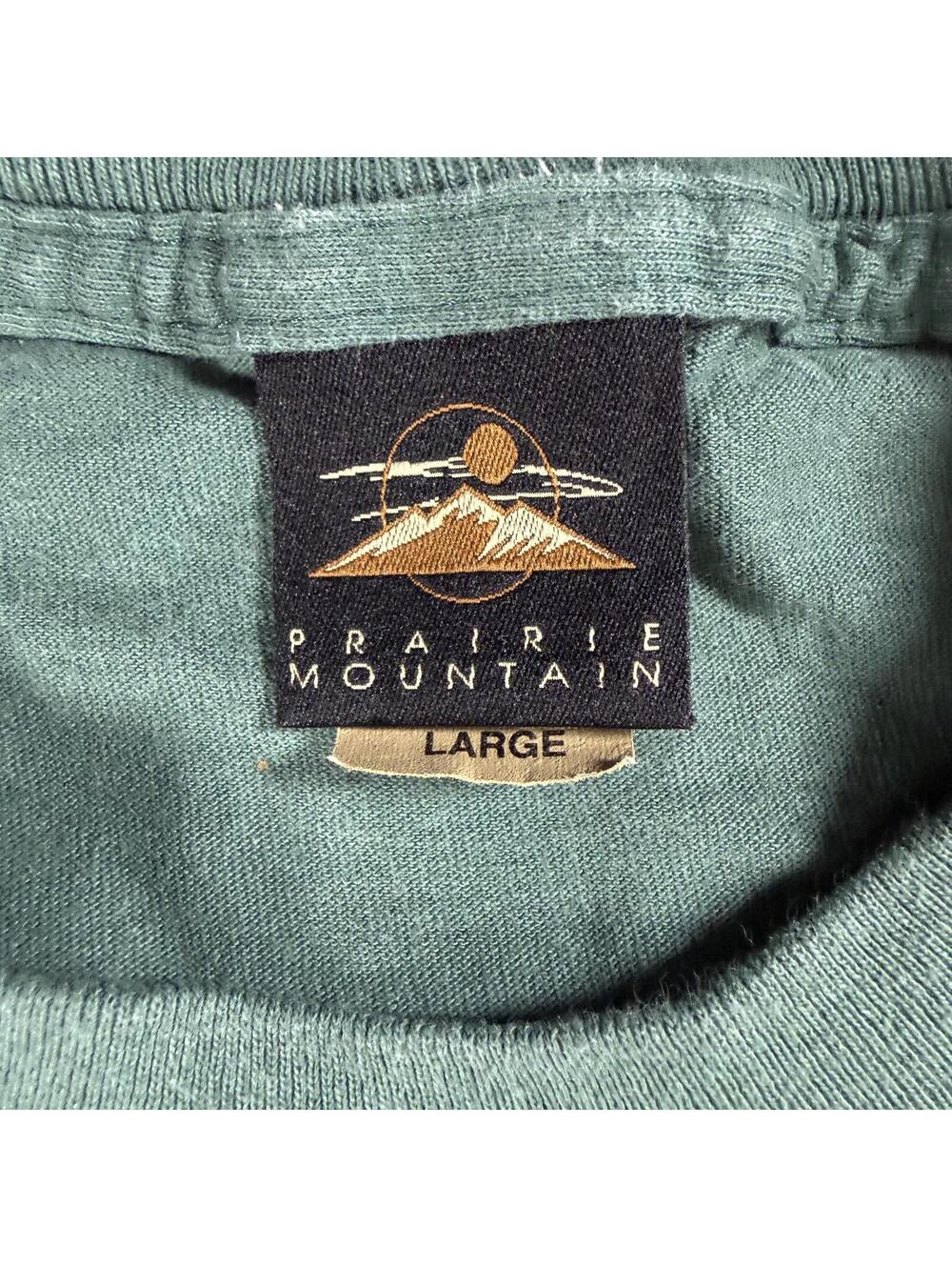 Vintage 90s Yellowstone National Park Wildlife Tee, Large Green Prairie Mountain - Picture 3 of 6